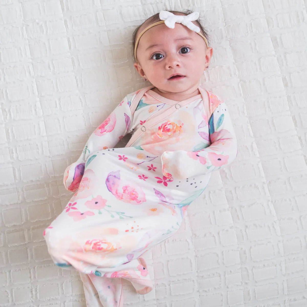 Copper Pearl Bloom Newborn Knotted Gown