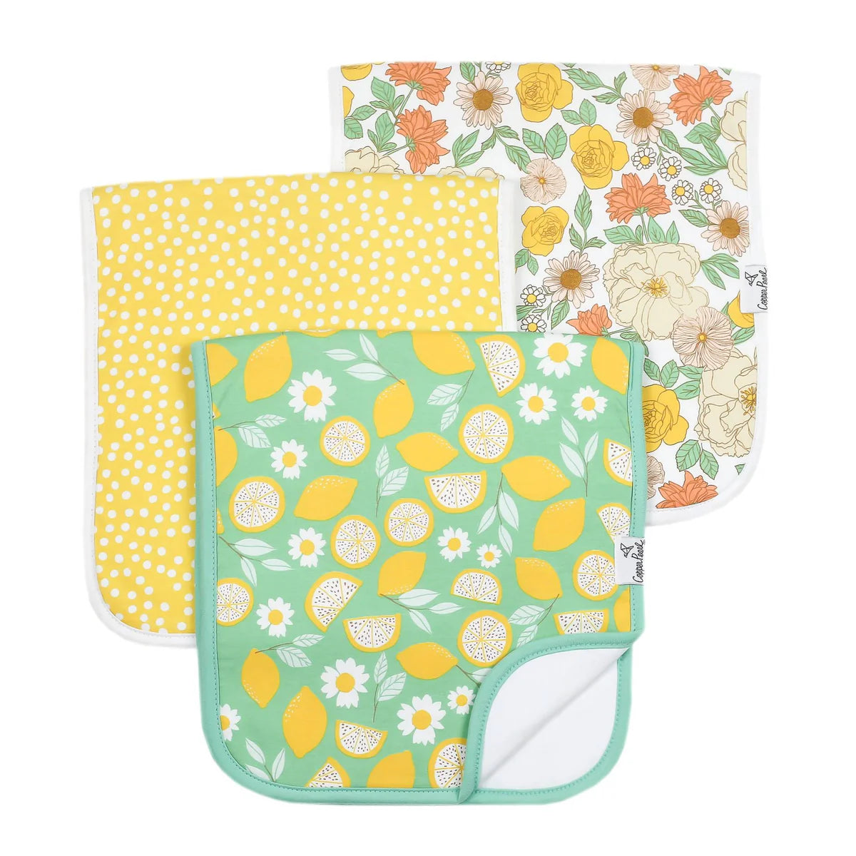 Copper Pearl Lemon Burp Cloth Set