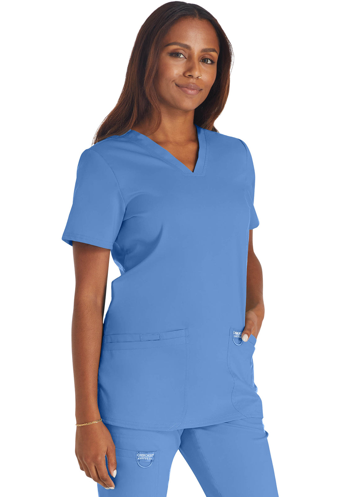 Workwear Revolution V-Neck Top-WW620 -Ceil Blue