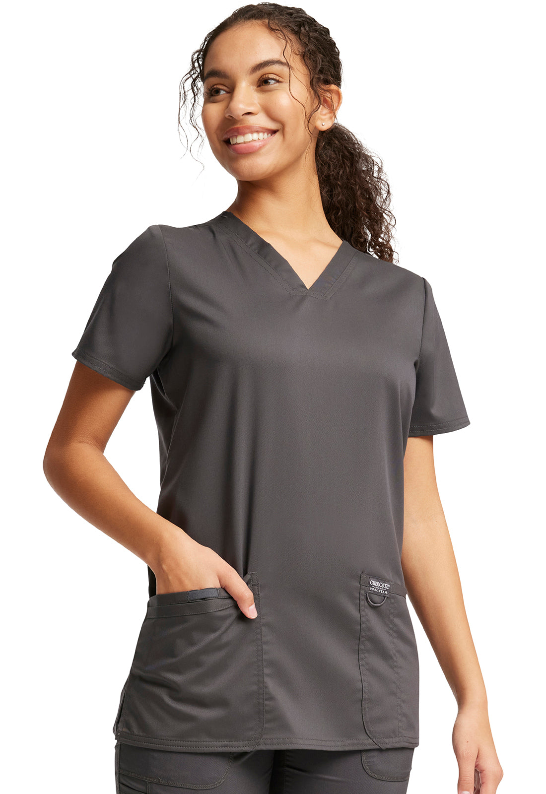 Workwear Revolution V-Neck Top - WW620-Pewter