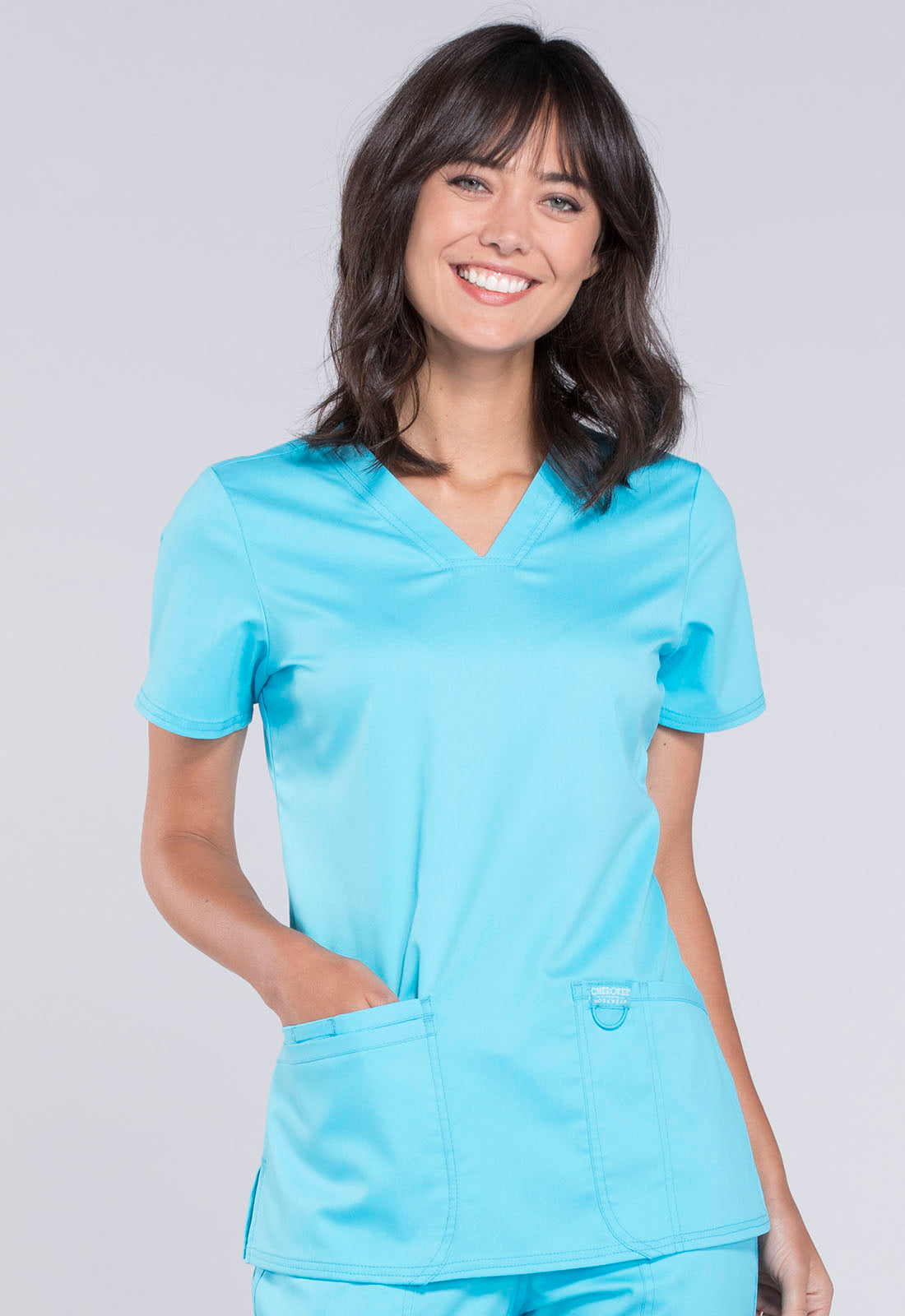 Workwear Revolution V-Neck Top -WW620-Turquoise
