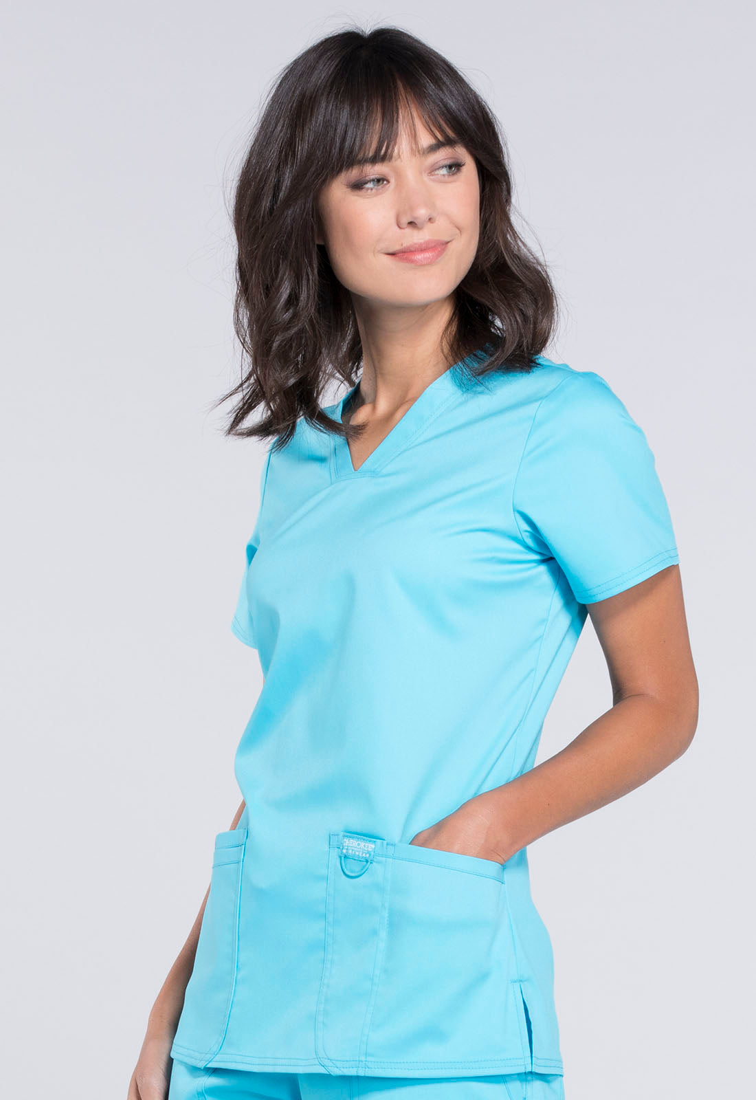 Workwear Revolution V-Neck Top -WW620-Turquoise