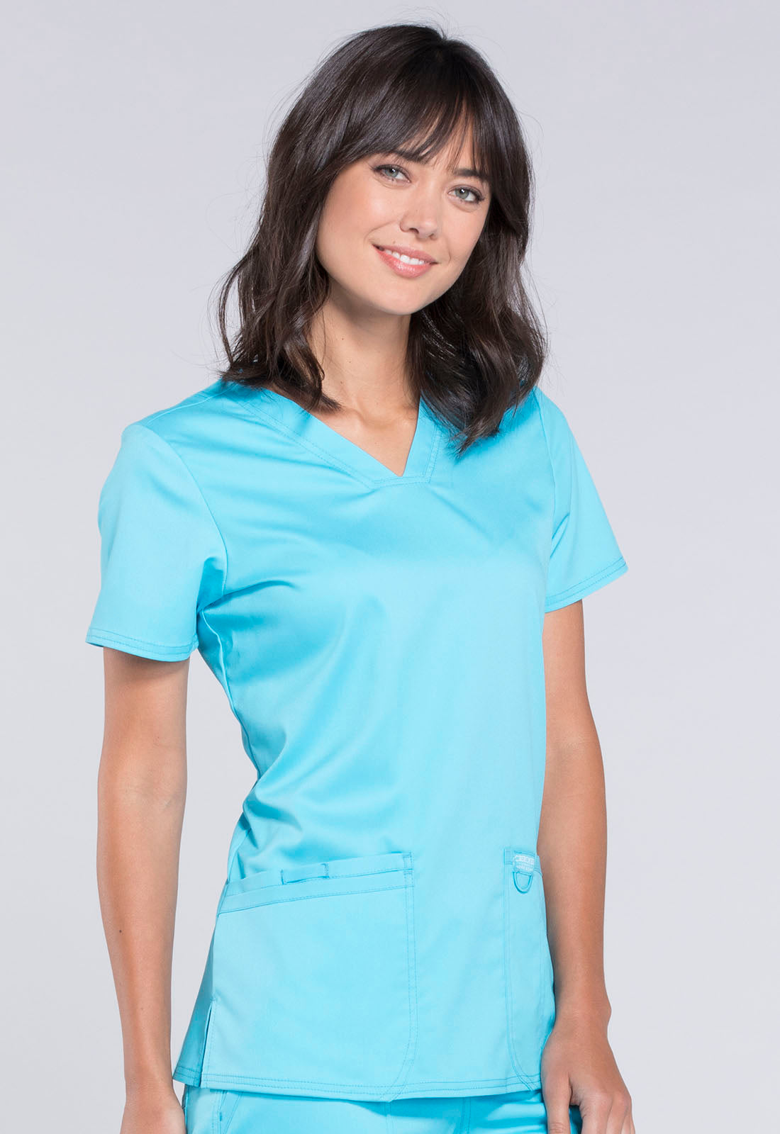 Workwear Revolution V-Neck Top -WW620-Turquoise