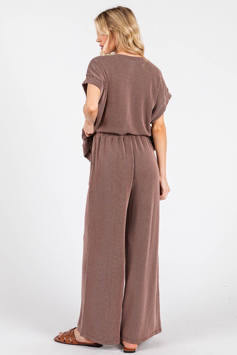 Blue Rib Knit Lounge Set