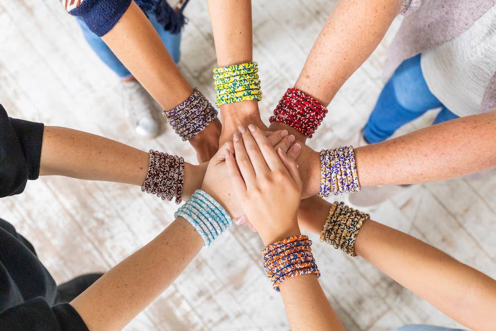 Blue and Orange Speckled Roll-On Bracelet