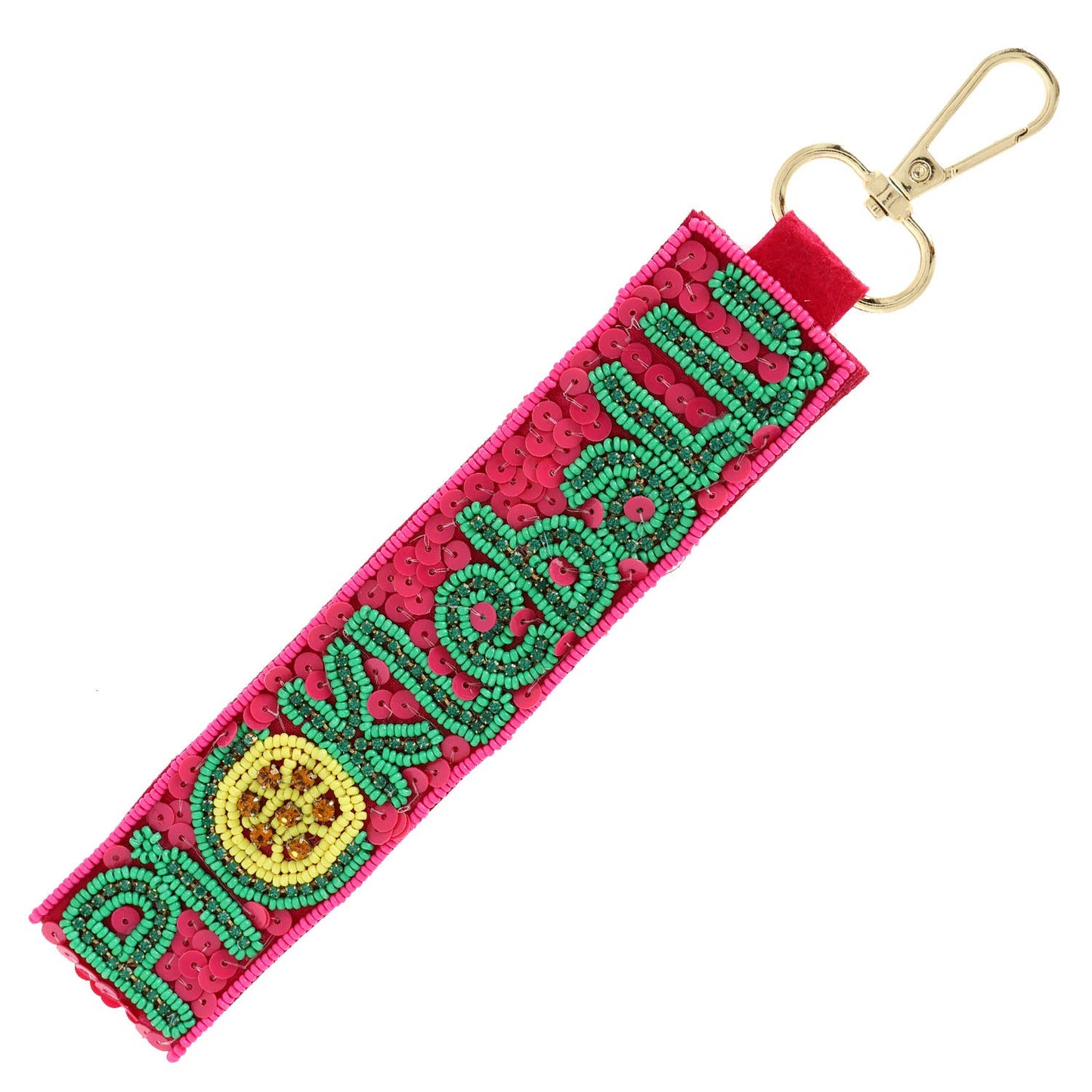 Pickleball Seed Beaded Rhinestone Keychain