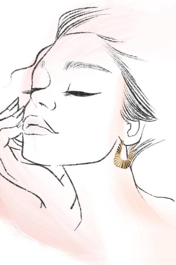 Gold Sunrays Hoop Earrings