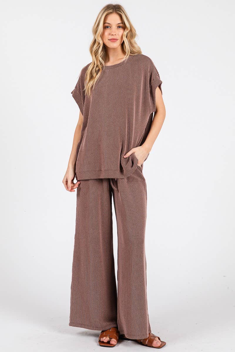 Blue Rib Knit Lounge Set