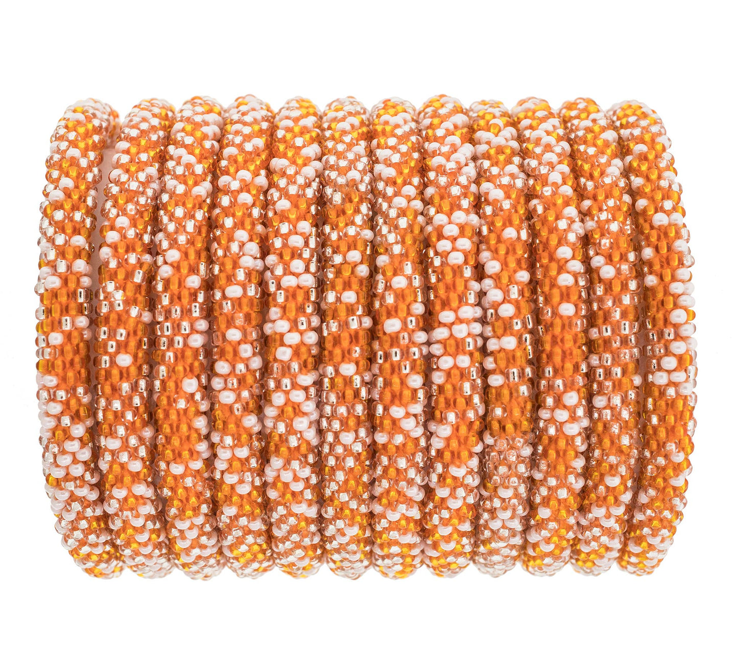 Burnt Orange & White Speckled Roll-On Bracelet