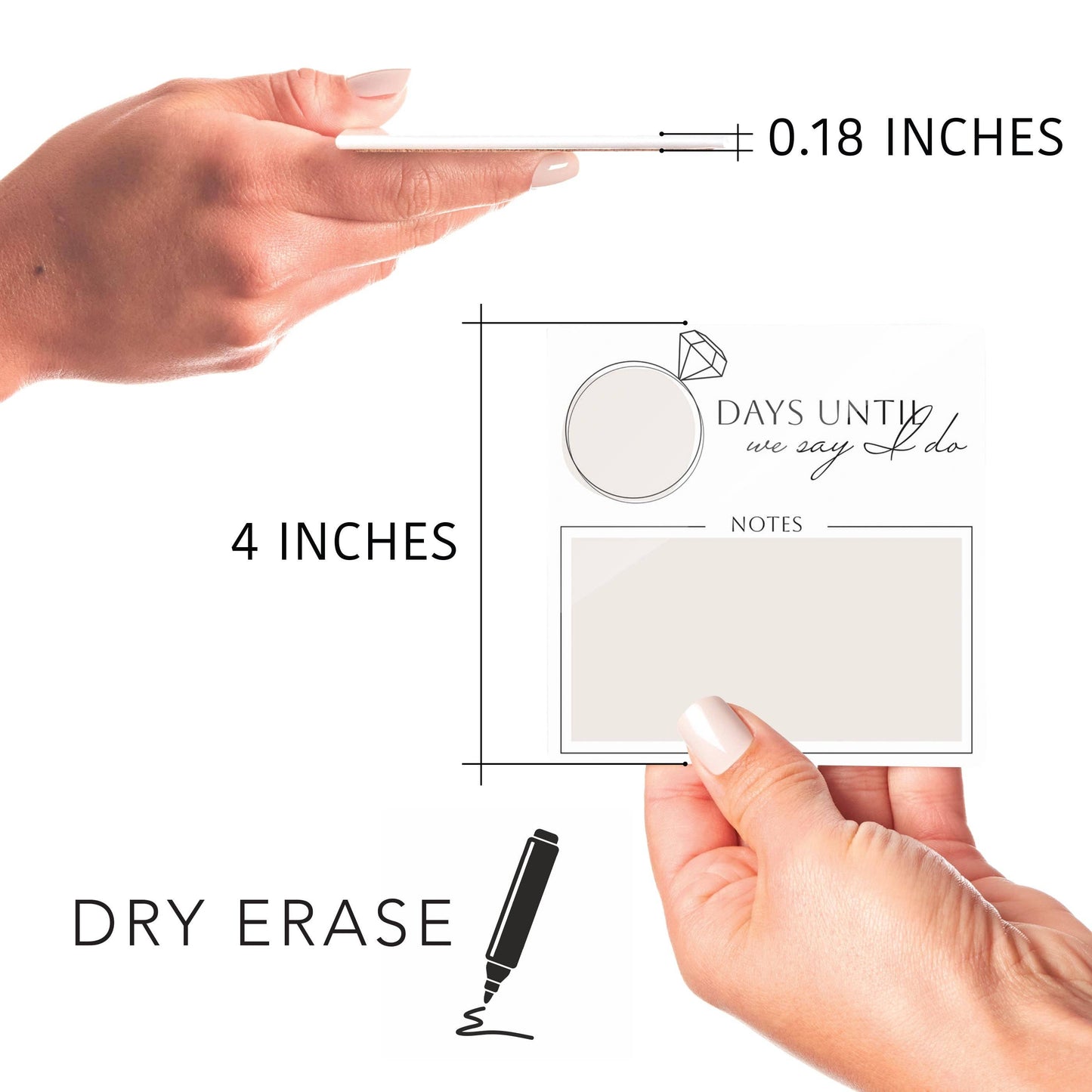 Wedding Countdown Dry Erase Glass Desk Tile