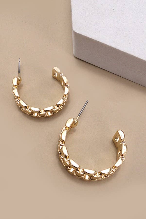 Gold Classic Chain Cutout Hoop Earrings