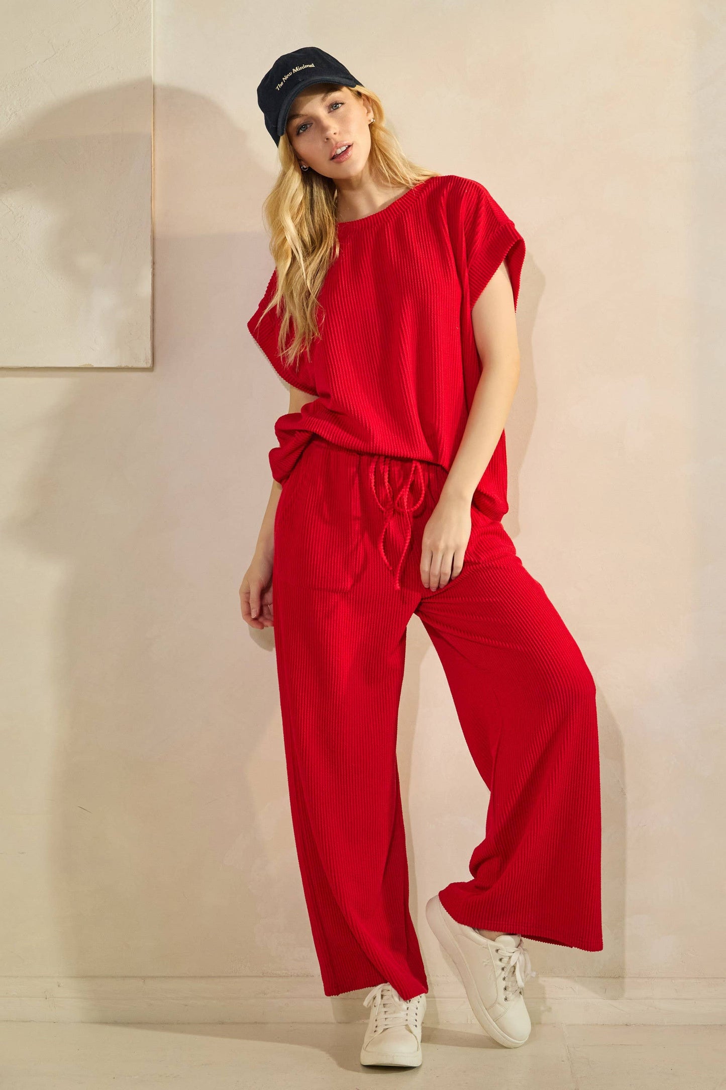 Blue Rib Knit Lounge Set