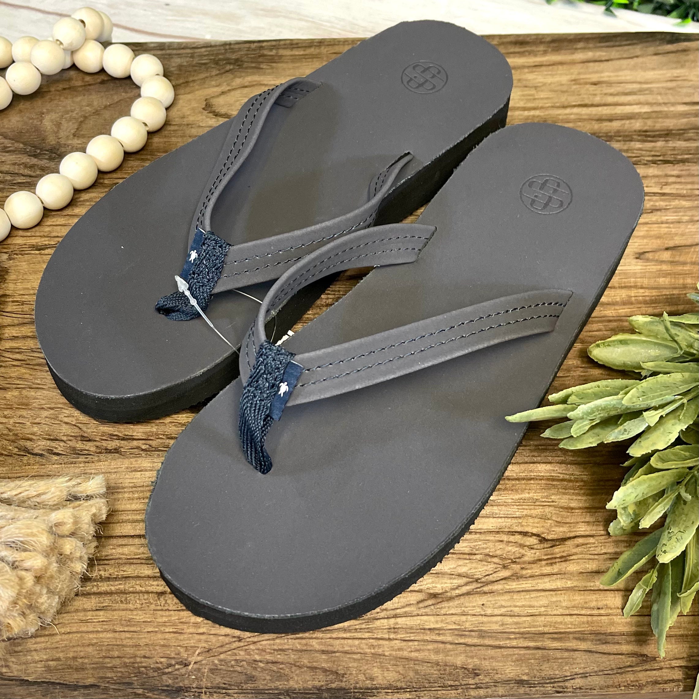 Simply Southern Flip Flops for Women - Asphalt