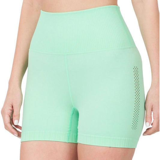 Seamless High Waisted Shorts - Green Mint