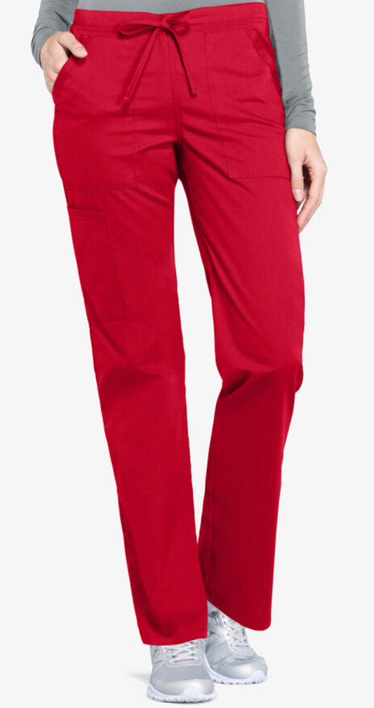 Cherokee Workwear Women’s 5 Pocket Drawstring Scrub Pants Red