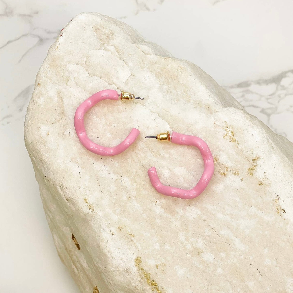 Enamel Coated Hoop Earrings