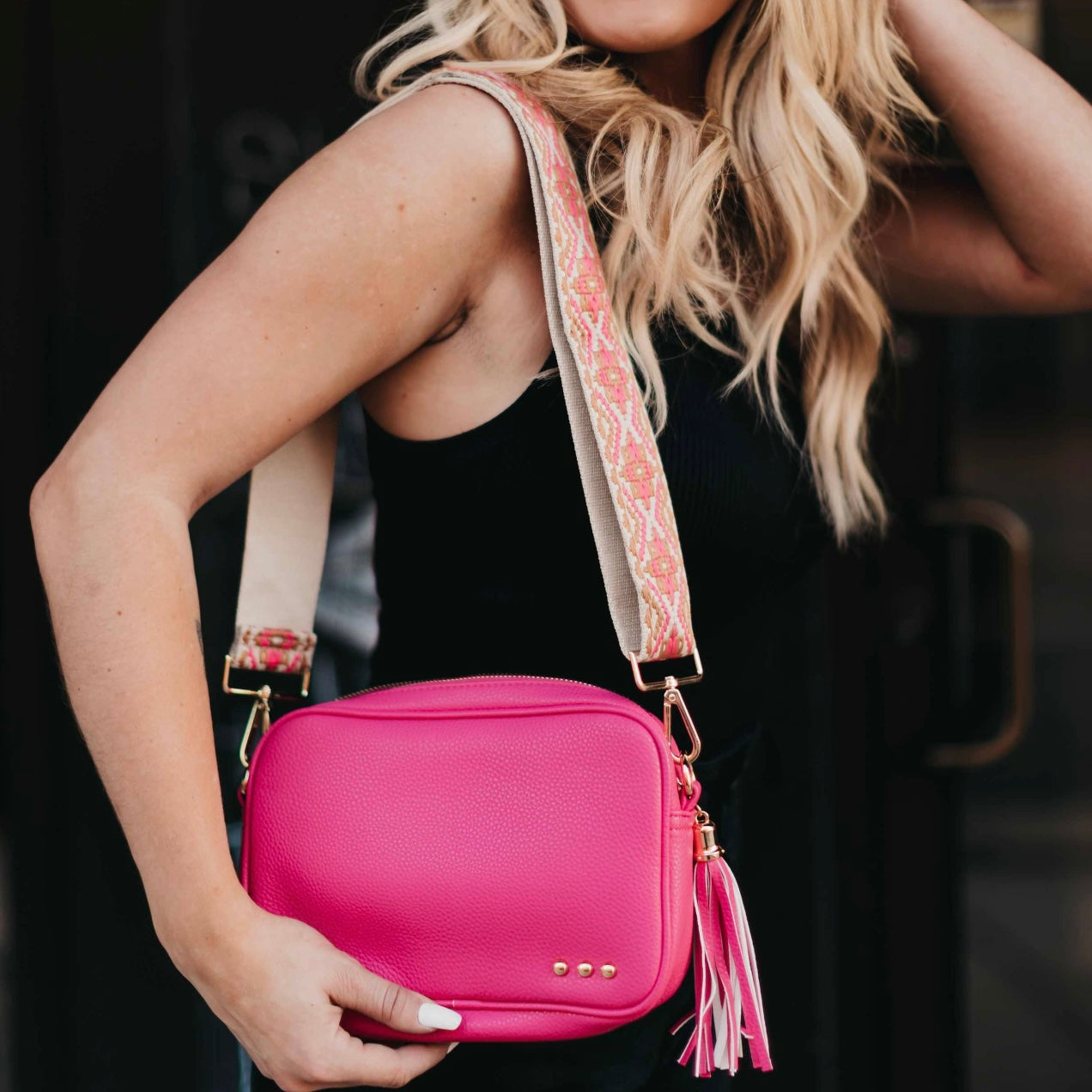 Pink Willow Camera Crossbody Bag