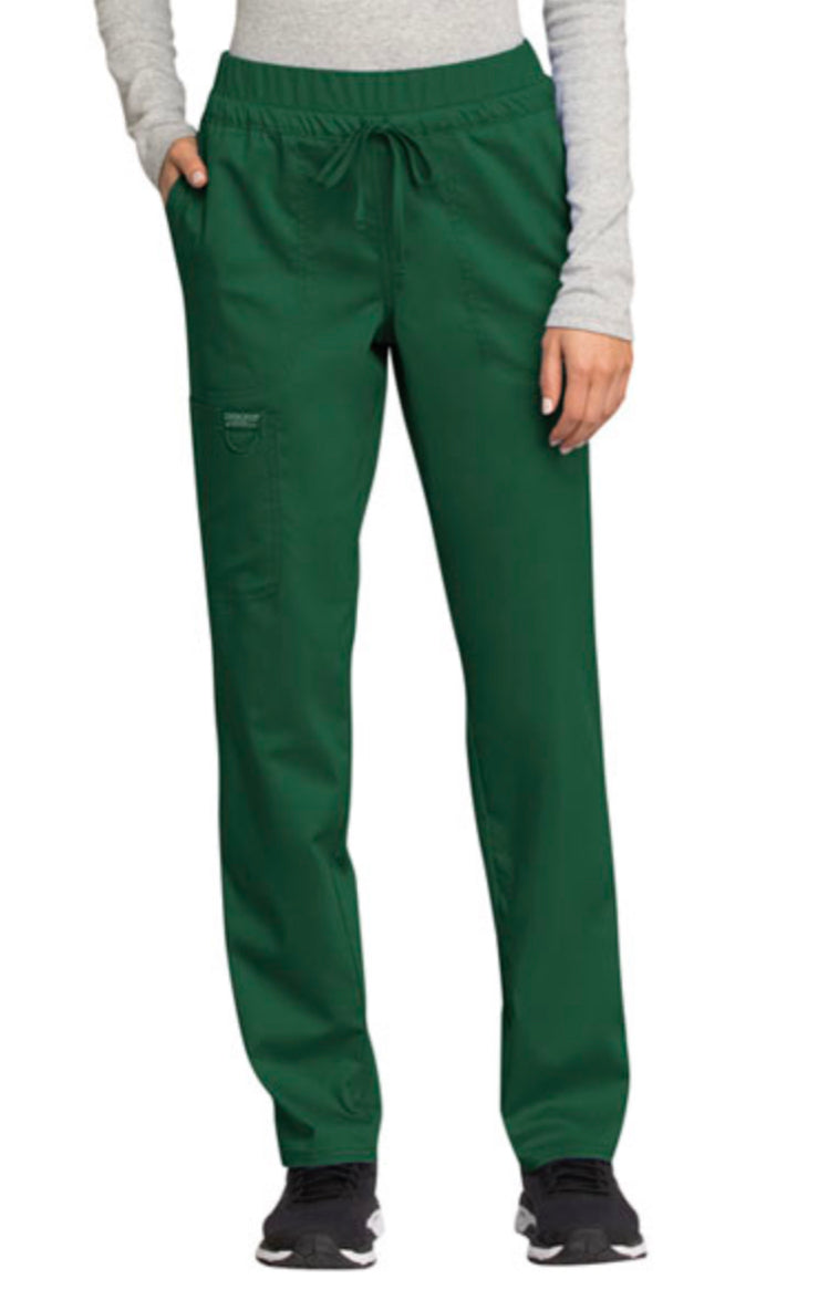 PETITE Workwear Revolution Mid Rise Tapered Leg Drawstring Pant-WW105- Hunter Green