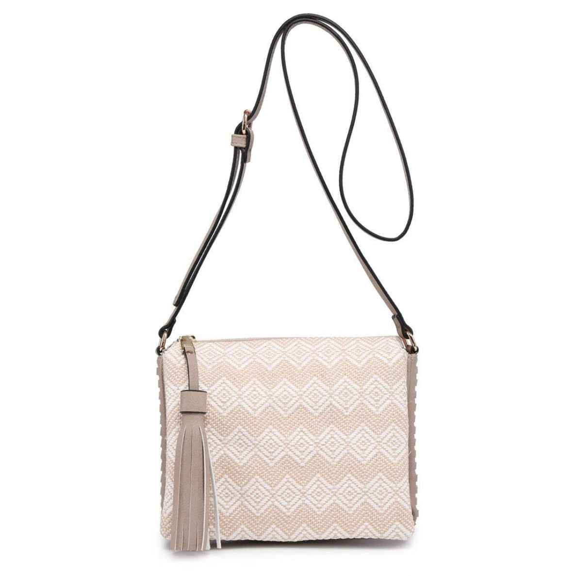 Jen & Co. Sabrina 2 Tone Crossbody w/ 3 Compartments - Diamond/Beige