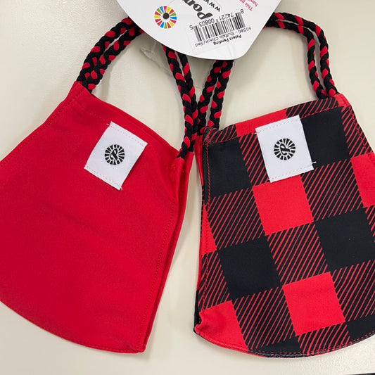 Pom Mask Buffalo Check & Red 2 Pack