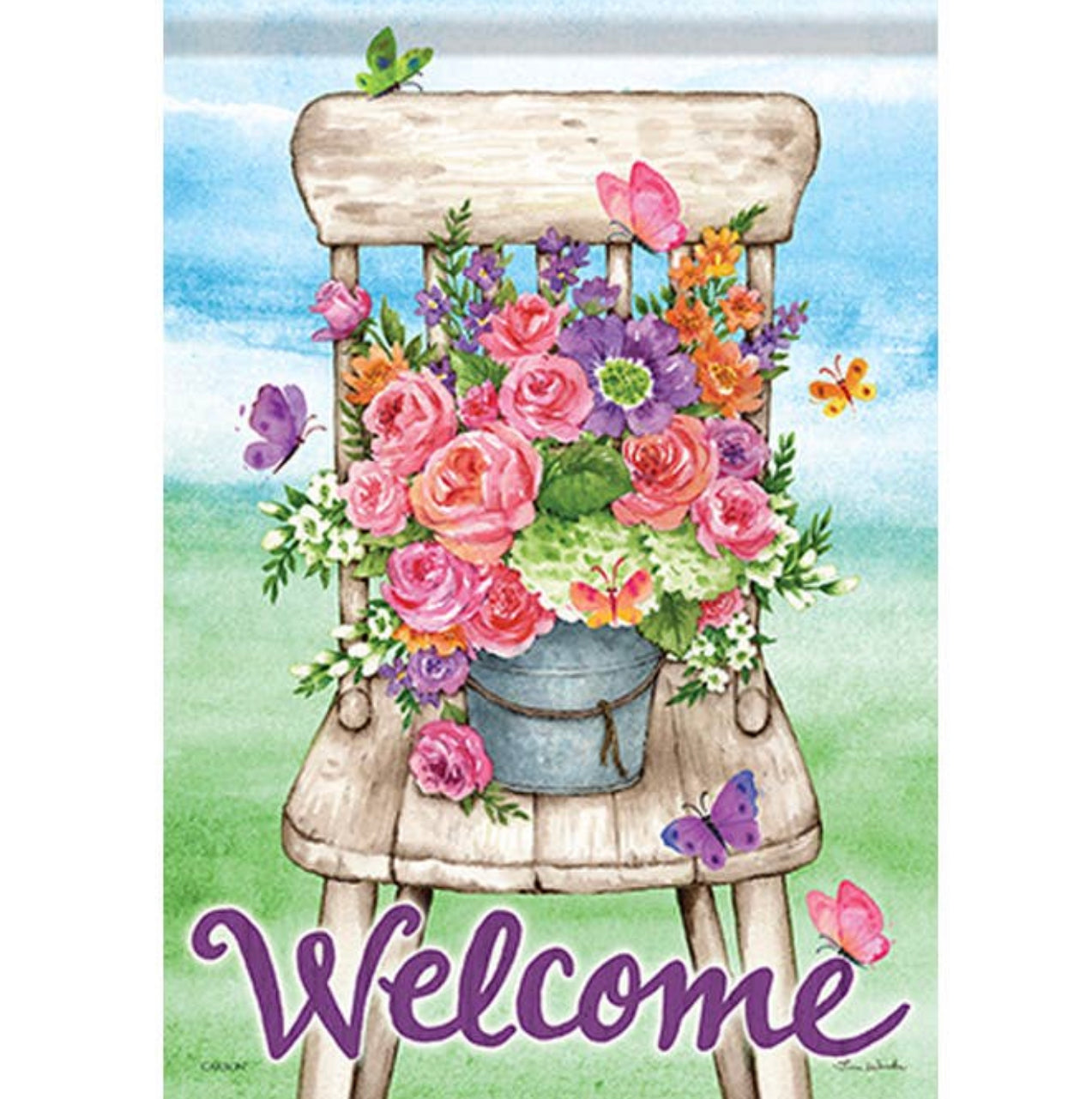 “Vintage Flower Chair” Dura Soft Garden Flag