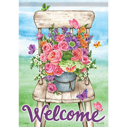 “Vintage Flower Chair” Dura Soft Garden Flag