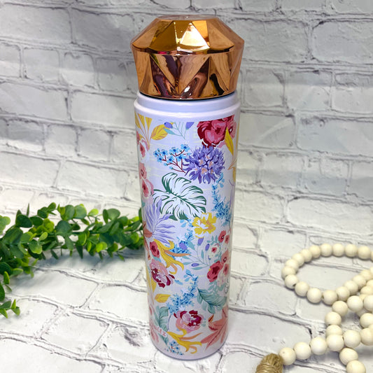 Stainless Steel Diamond Lid Tumbler: Tropical Florals