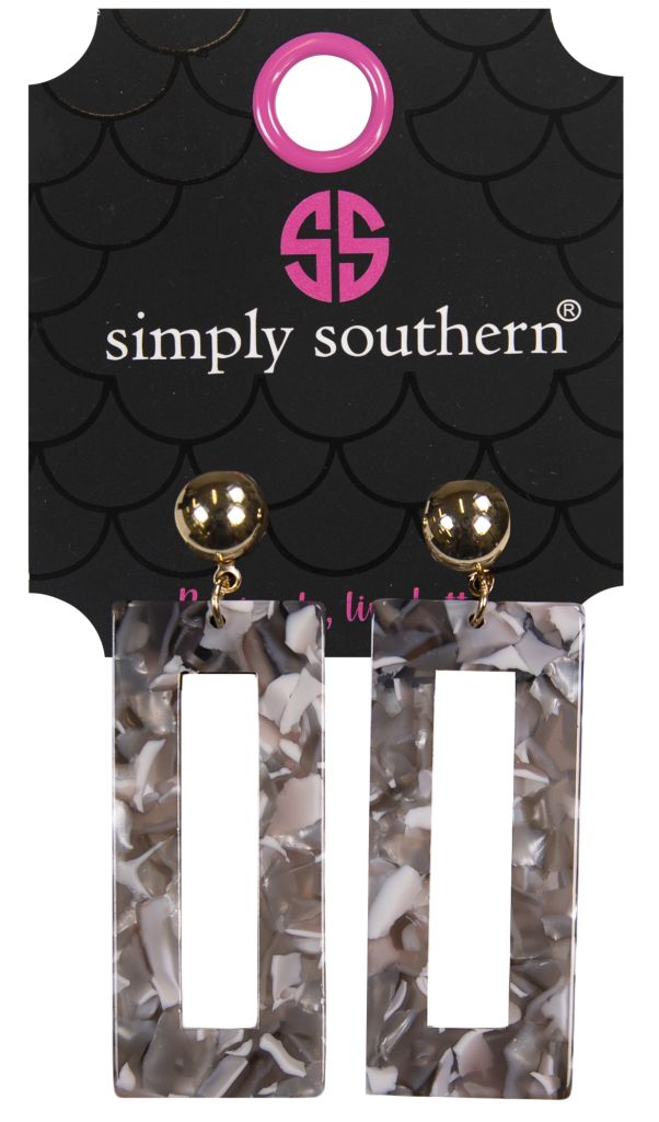 Simply Southern Gray Rectangle Earrings
