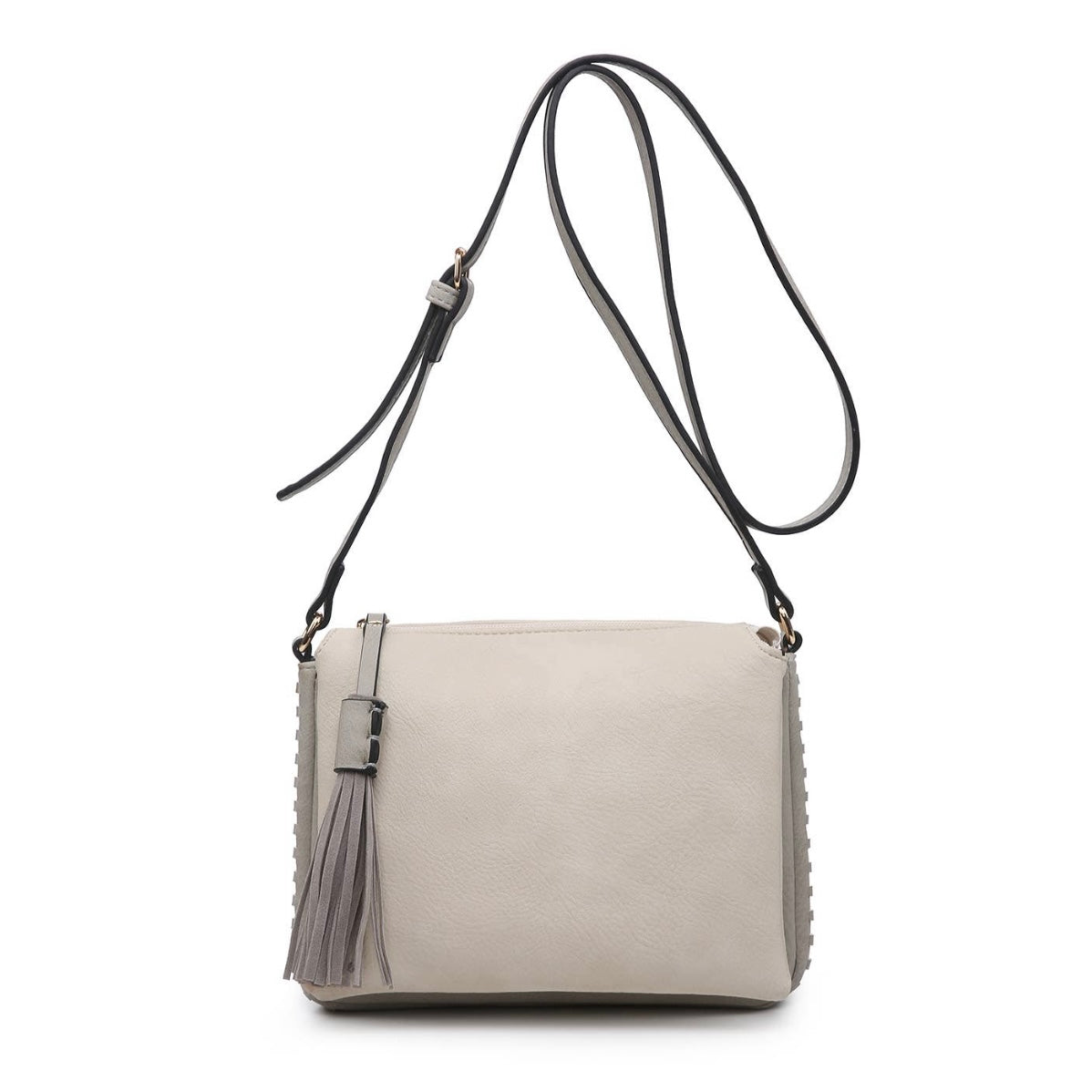 Jen & Co. Sabrina 2 Tone Crossbody w/3 Compartments - Ivory