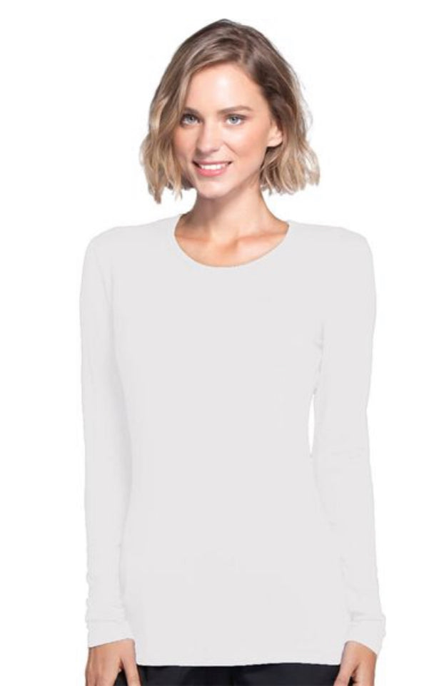 Women’s Cherokee Long Sleeve Underscrub Knit Tee - 4881 - White