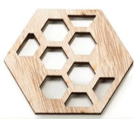 Plywood Wood Laser Cut Bee Coasters Assorted