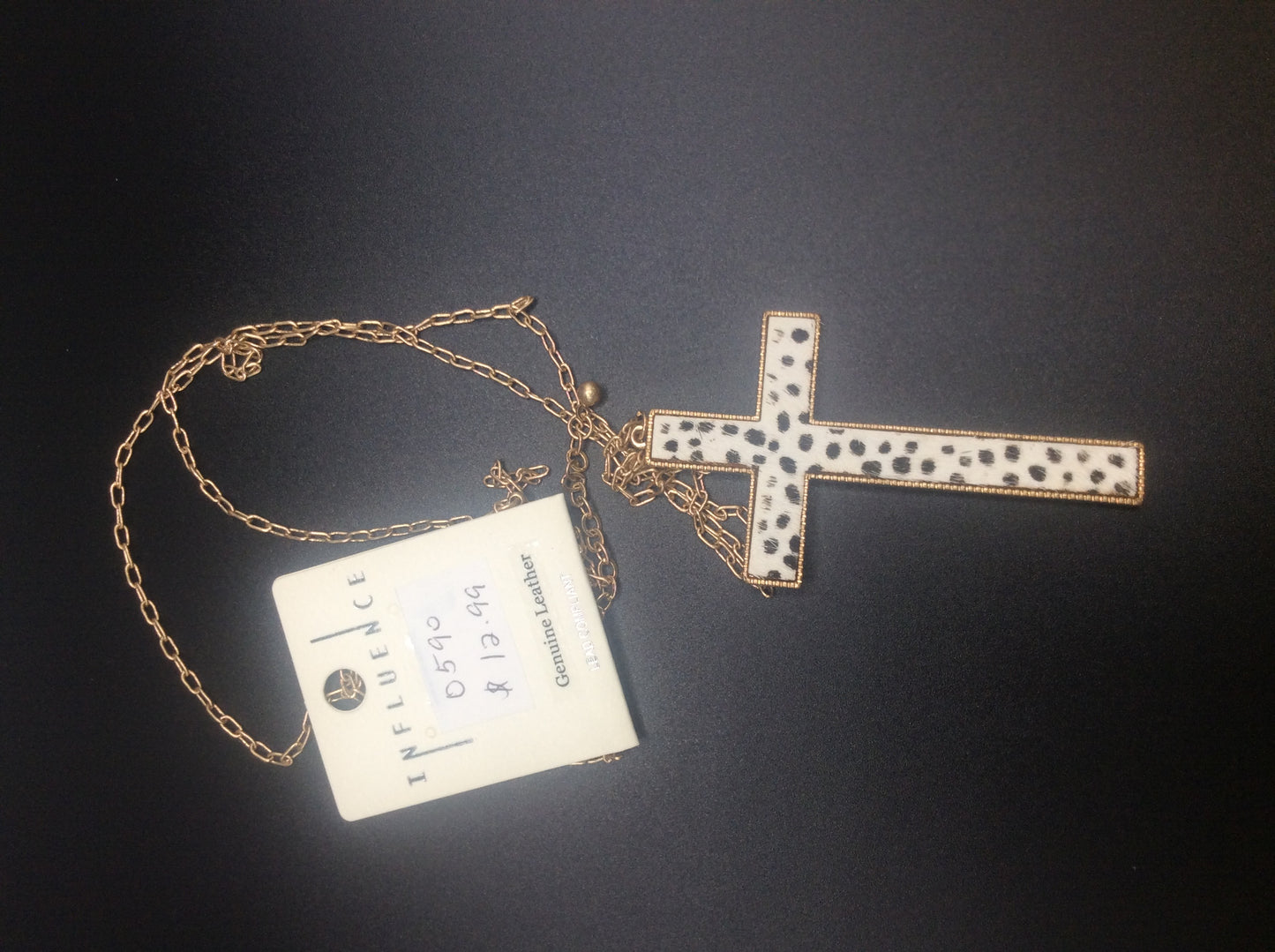 NECKLACE-ANIMAL PRINT CROSS
