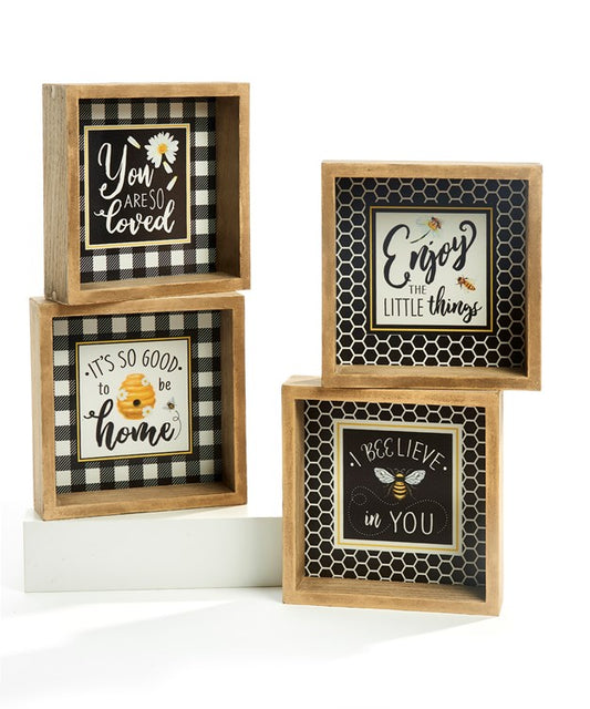 Assorted Bee Framed Wall Signs