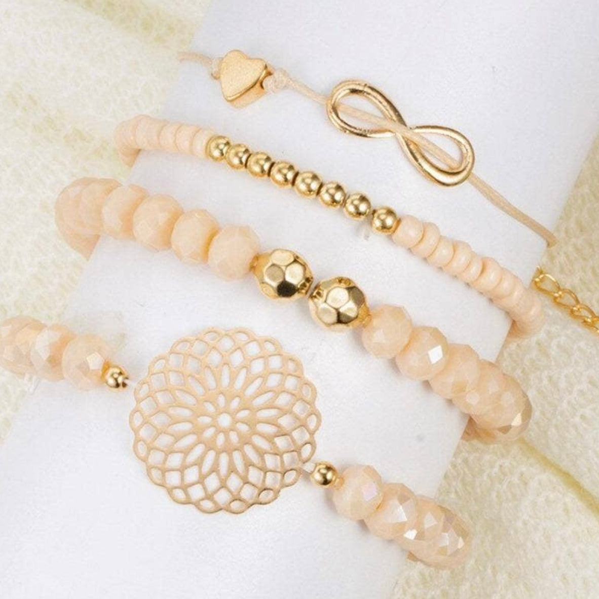 Rose Gold Stretchy Bracelet Set