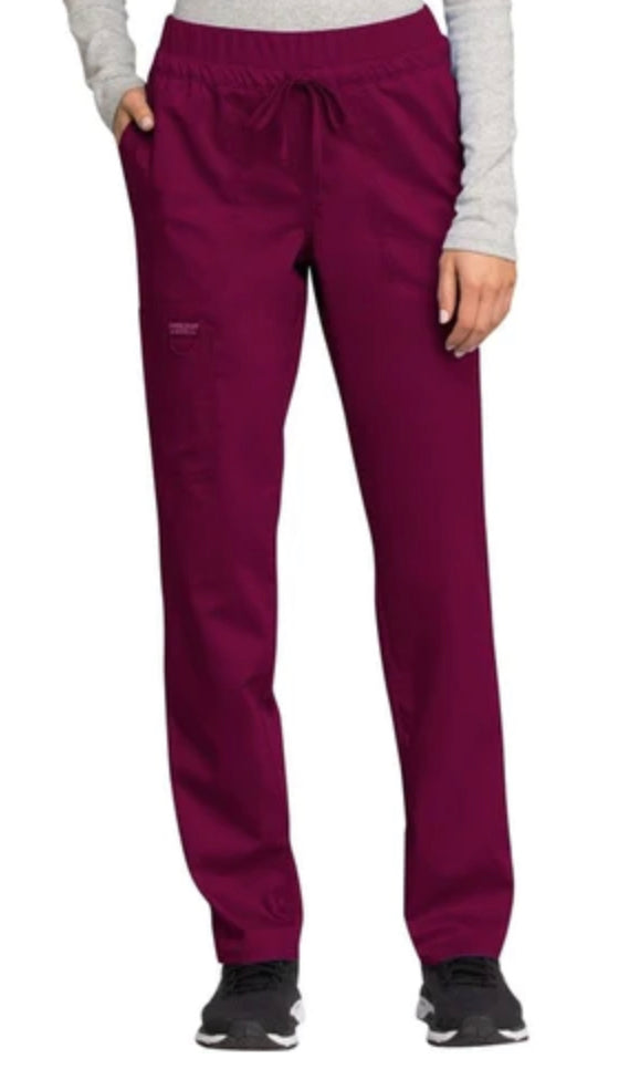 Workwear Revolution Mid Rise Tapered Leg Drawstring Pant-WW105- Wine