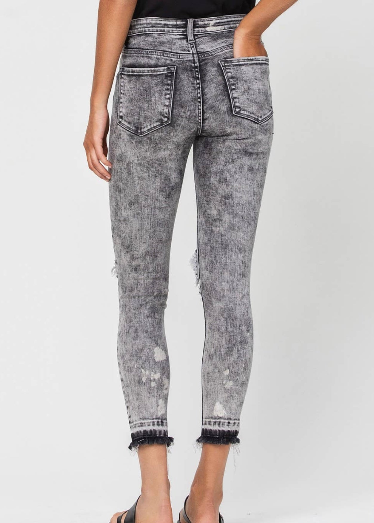 Distressed Mid Rise Crop Jeans