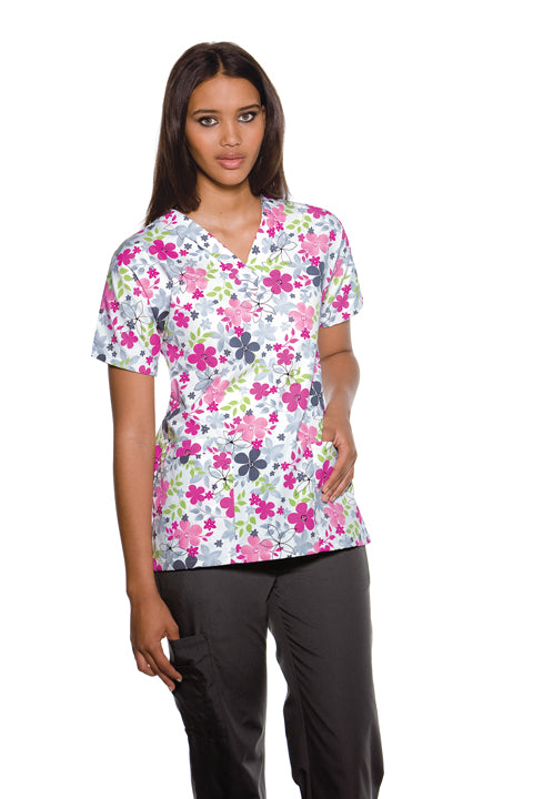 Women’s Cherokee Scrub HQ 4700 Sunnyvale Print V-Neck Top