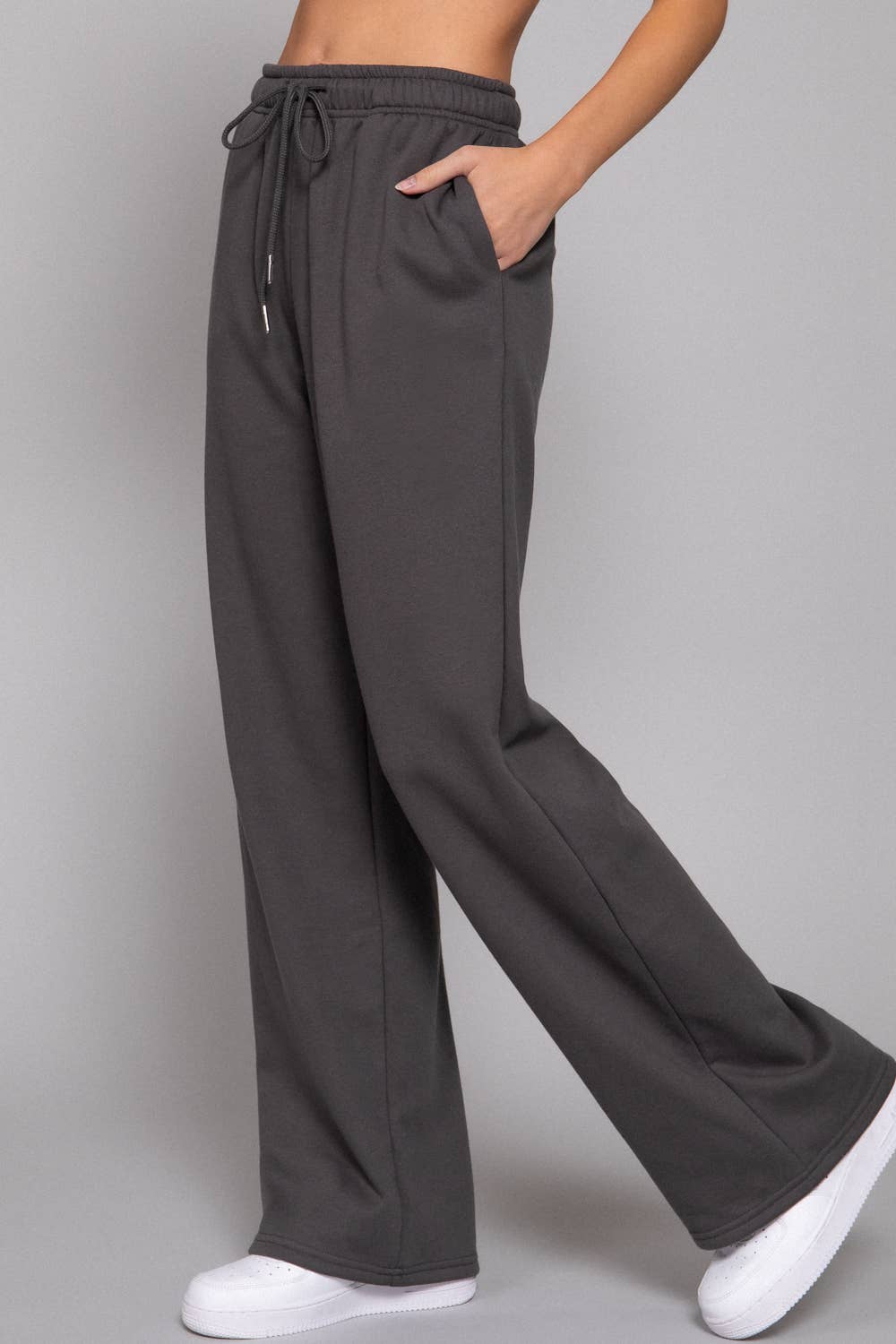 Deep Charcoal Straight Leg Inner Fleece Jogger Pants