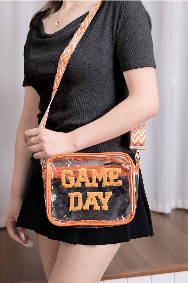 Orange Game Day Stadium Approved Clear Crossbody Bag