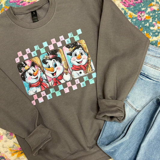 Frosty Checkered Crewneck Pullover