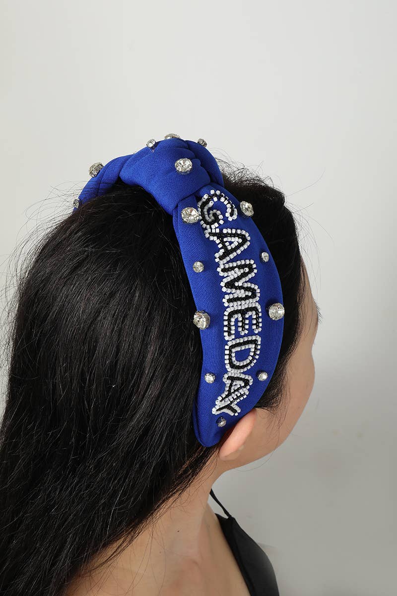 Blue Game Day Team Spirit Rhinestone Headband