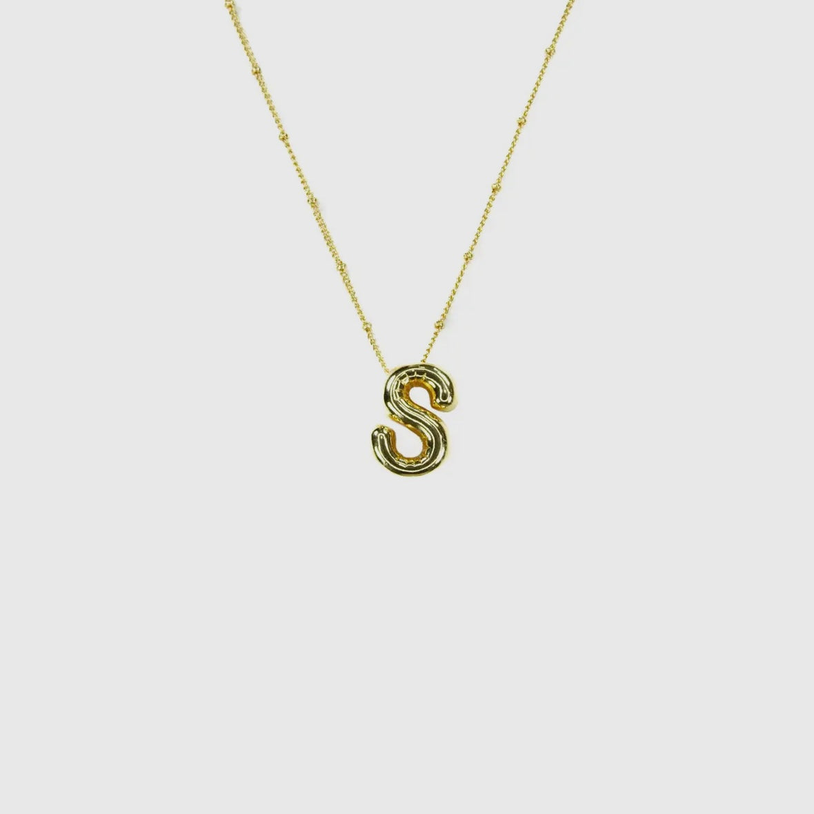 Initial Balloon Bubble 18K Gold Necklace