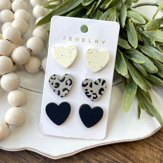 Leopard Heart Stud Earrings