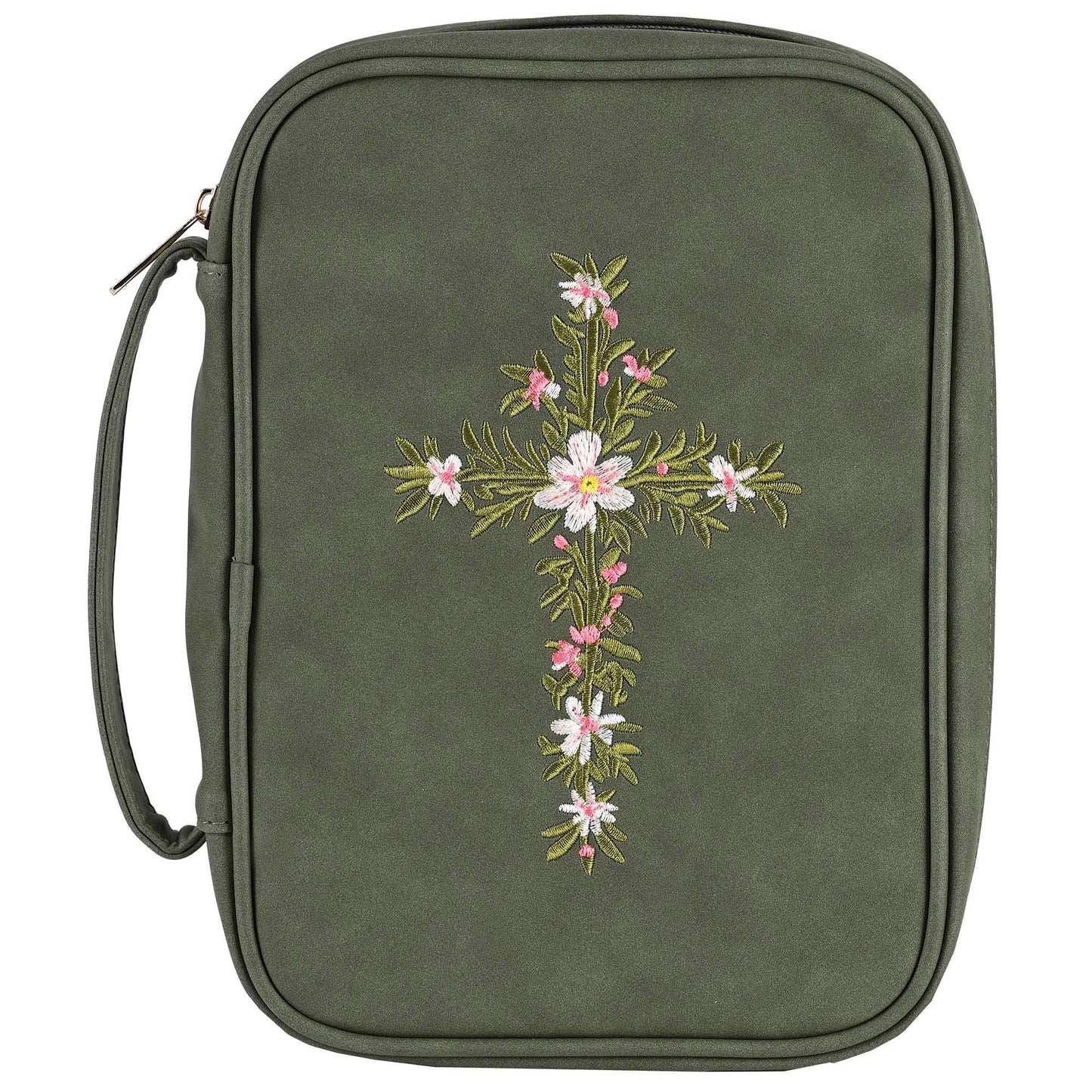 White Dove Bible Case Embroidered Cross Green XLarge