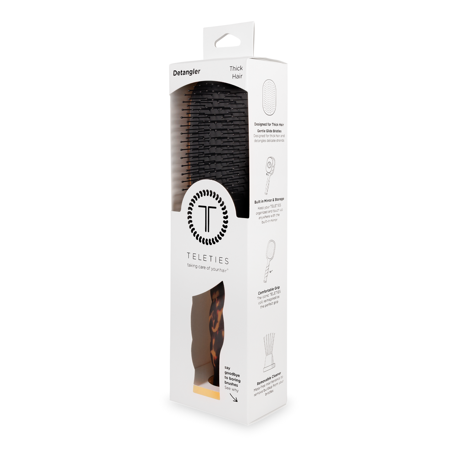 Teleties Detangler Hair Brush for Thick Hair - Tortoise