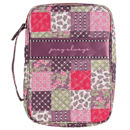 White Dove Bible Case Quilted Patchwork Brown XLarge