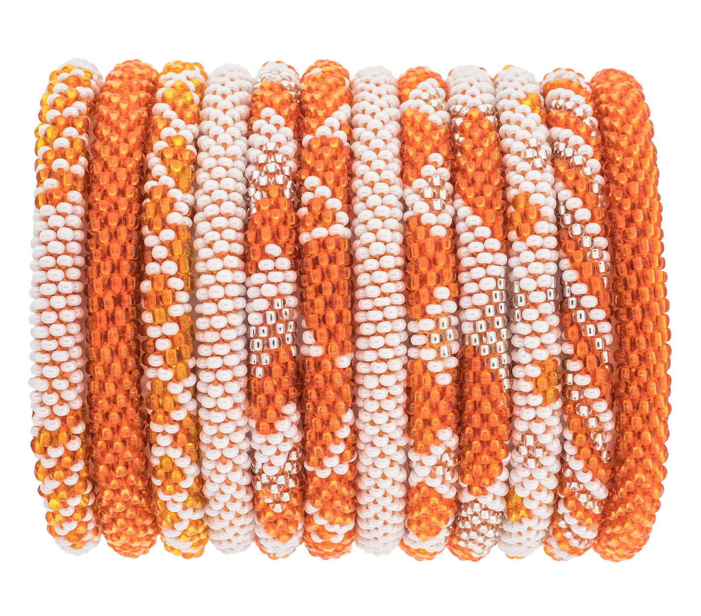 Burnt Orange and White Roll-On Bracelet