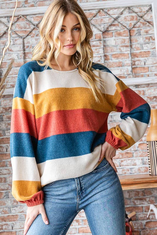 Mustard Stripe Long Sleeve Top