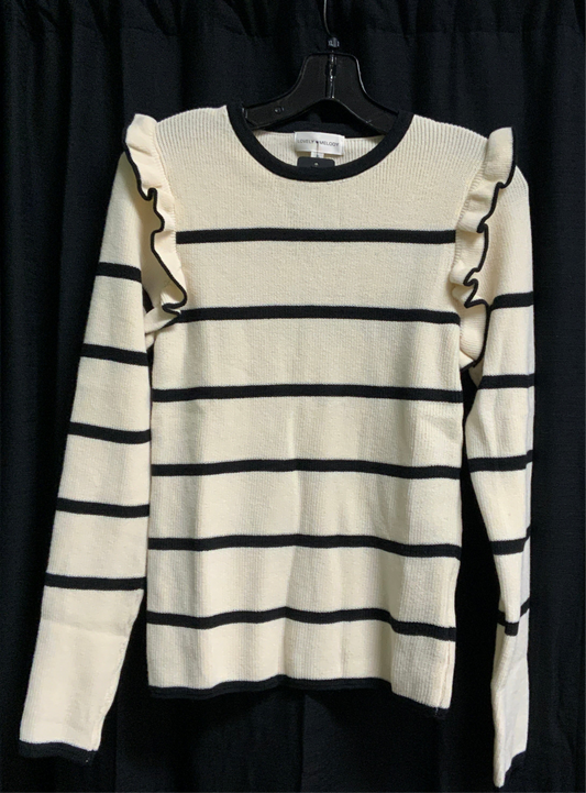 Striped Ruffle Top in Ivory and Black