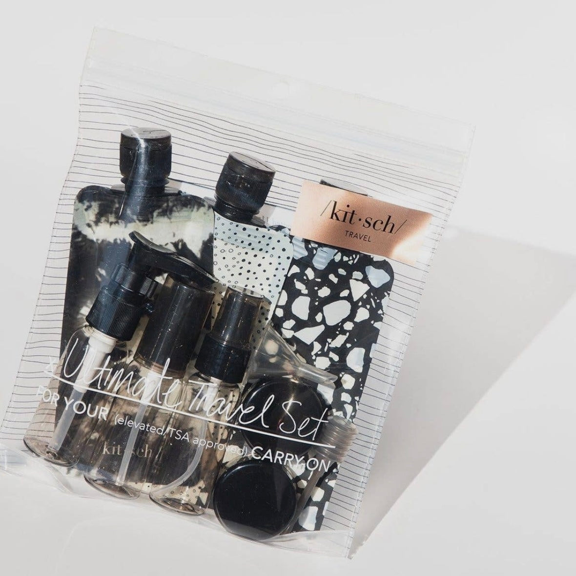 Refillable Ultimate Travel 11pc Set - Black & Ivory